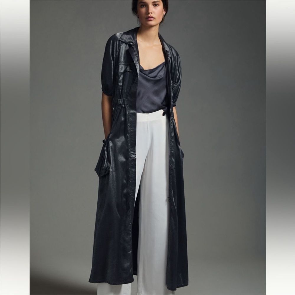 Anthropologie Samant Chauhan Utility Shirt Dress on Slate Gray XS NWOT